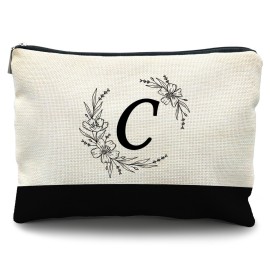 Likjad Initial Monogram Personalized makeup bag,c cosmetic bag,Bride Bridesmaid Cosmetic bag,personalized makeup bag,bridesmaid gifts,personalized gifts,make up bag,monogrammed gifts for womenC