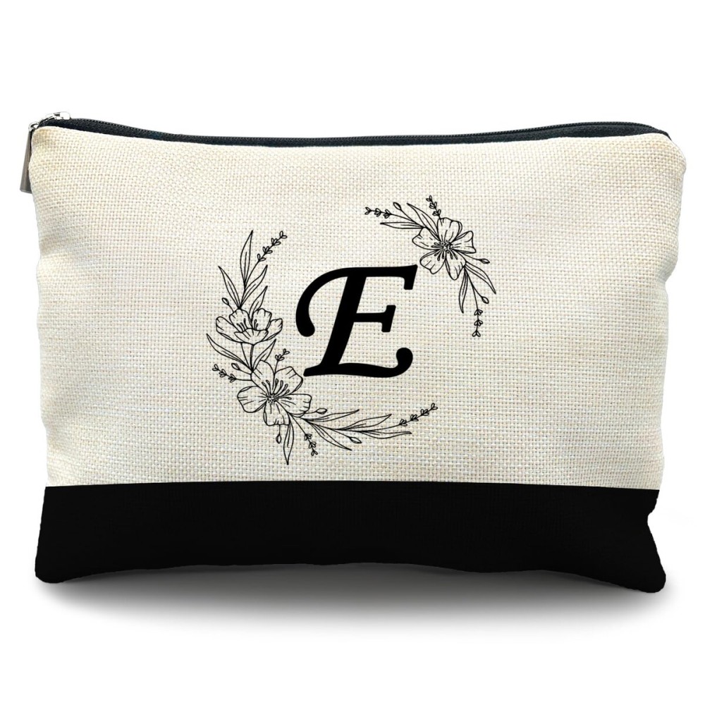Likjad Initial Monogram Personalized makeup bag,Bride Bridesmaid Cosmetic bag,personalized makeup bag,bridesmaid gifts,personalized gifts,make up bag,monogrammed gifts for womenE