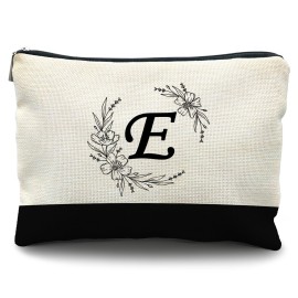 Likjad Initial Monogram Personalized makeup bag,Bride Bridesmaid Cosmetic bag,personalized makeup bag,bridesmaid gifts,personalized gifts,make up bag,monogrammed gifts for womenE