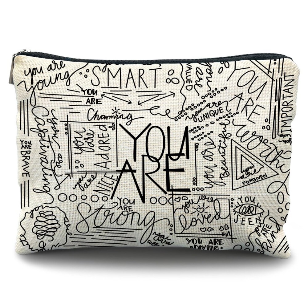 Inspirational Canvas Makeup Bag for Teen, Mental Health Gifts for Teen Girls, Inspirational Gifts for Women