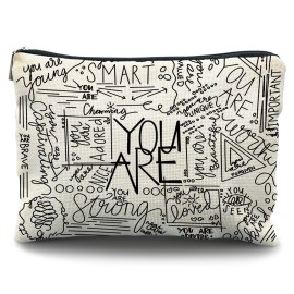 Inspirational Canvas Makeup Bag for Teen, Mental Health Gifts for Teen Girls, Inspirational Gifts for Women