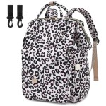 Leopard Diaper Bag Backpack for Baby Girls Boys, Large Capacity Multifunction Waterproof Maternity Mom Nappy Bags with Stroller Straps