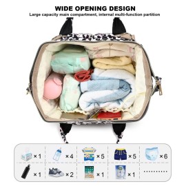 Leopard Diaper Bag Backpack for Baby Girls Boys, Large Capacity Multifunction Waterproof Maternity Mom Nappy Bags with Stroller Straps