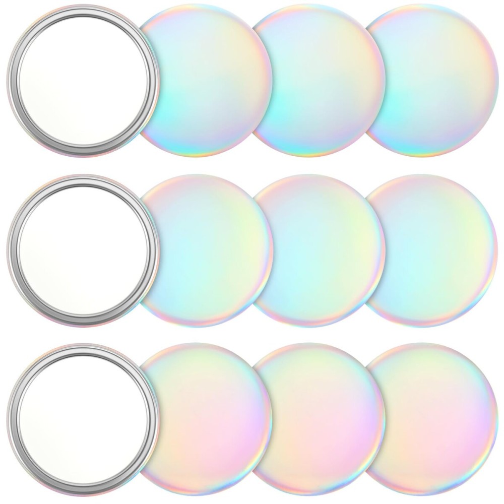 Qunclay 12 Pcs 2. 76\'\' Compact Mirror Bulk Mini Pocket Mirror Holographic Iridescent Small Round Makeup Glass for Purse Women Teacher Girls Coworker Friends Gifts Party Supply Travel Daily