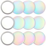 Qunclay 12 Pcs 2. 76\'\' Compact Mirror Bulk Mini Pocket Mirror Holographic Iridescent Small Round Makeup Glass for Purse Women Teacher Girls Coworker Friends Gifts Party Supply Travel Daily