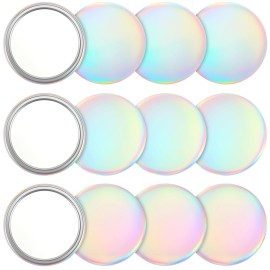 Qunclay 12 Pcs 2. 76\'\' Compact Mirror Bulk Mini Pocket Mirror Holographic Iridescent Small Round Makeup Glass for Purse Women Teacher Girls Coworker Friends Gifts Party Supply Travel Daily