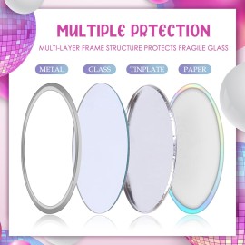 Qunclay 12 Pcs 2. 76\'\' Compact Mirror Bulk Mini Pocket Mirror Holographic Iridescent Small Round Makeup Glass for Purse Women Teacher Girls Coworker Friends Gifts Party Supply Travel Daily