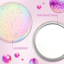Qunclay 12 Pcs 2. 76\'\' Compact Mirror Bulk Mini Pocket Mirror Holographic Iridescent Small Round Makeup Glass for Purse Women Teacher Girls Coworker Friends Gifts Party Supply Travel Daily