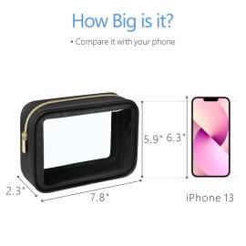 PACKISM TSA Approved Toiletry Bag - 3 Pack Upgrade Color-Edged Clear Makeup Bag, Clear Toiletry Bag For Traveling Fits Various Storage Needs, Black