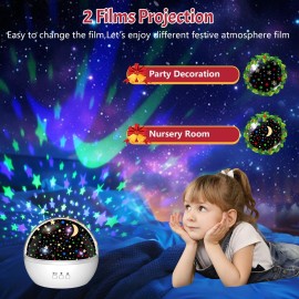 Star Projector Night Light for Kids, Baby Night Lights with Snowflake & Starry Theme, 360 Degree Rotation, 15 Mode Color Changing, Birthday Gift Toys