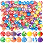 Noamus 100 Pack Colorful Small Bouncy Balls, 32mm Assorted Rubber Bounce Ball, Bulk Mixed Pattern High Bouncing Balls, Party Favors for Kids, Birthday Gift, School Prizes(1.25 in)