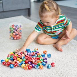 Noamus 100 Pack Colorful Small Bouncy Balls, 32mm Assorted Rubber Bounce Ball, Bulk Mixed Pattern High Bouncing Balls, Party Favors for Kids, Birthday Gift, School Prizes(1.25 in)