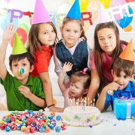 Noamus 100 Pack Colorful Small Bouncy Balls, 32mm Assorted Rubber Bounce Ball, Bulk Mixed Pattern High Bouncing Balls, Party Favors for Kids, Birthday Gift, School Prizes(1.25 in)