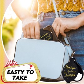 Huwena 100 Pcs Inspirational Compact Mirror Bulk Black Thank You Gifts for Women 2.75 in Small Pocket Purse Mirror Mini Round Portable Folding Makeup Employee Appreciation Gift for Coworker Teacher