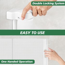 Reinforced 24 Inch Tall Retractable Baby Gates for Dogs, Short Dog Gates to Step Over, Expands 0-55 Inches Wide, Mesh Pet Gate with Support Rods, Small Puppy Gates for The House, White