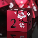 Matt Red DND Metal Dice, DNDND 7 PCS Heavy Metallic D&D Dice Set with Gorgeous Gift Case for Dungeons and Dragon Tabletop Game (Matte Red with White Flower)