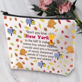 JYTAPP Mail Movie Inspired Makeup Bag Don\'t You Love New York In The Fall Cosmetic Bag Movie Fans Inspired Gift JYTAPP Mail Movie Inspired Makeup Bag Don\'t You Love New York In The Fall Cosmetic Bag Movie Fans Inspired Gift
