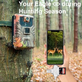 JOZDAUP SD/Micro SD Card Reader for iPhone/iPad/Android/Mac/Computer/Camera, 4 in 1 Triangle Portable Memory Card Reader, Compatible with TF Cards&Trail Camera Viewer, Plug and Play, No App Required