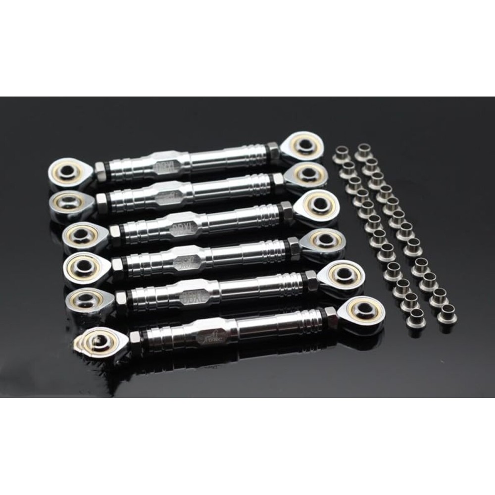 GTBRacing CNC Aluminum Metal Front +Rear Adjustable Suspension Steering Turnbuckle Pull Tie Rod for 1/5 RC Car LOSI DBXL v1.0 Upgrade Part (Silver)