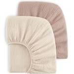 Bearmoss Muslin Crib Sheets 100% Cotton Baby Crib Sheets Fitted for Standard Crib Mattress & Toddler Bed Mattress 52x28 Soft Breathable Crib Sheet Neutral for Boys Girls - 2 Pack (Baby Face)