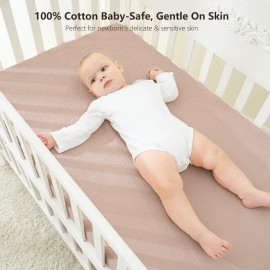 Bearmoss Muslin Crib Sheets 100% Cotton Baby Crib Sheets Fitted for Standard Crib Mattress & Toddler Bed Mattress 52x28 Soft Breathable Crib Sheet Neutral for Boys Girls - 2 Pack (Baby Face)