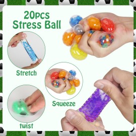 20 Pack Mini Stress Balls Set Fidget Toys for Adults, Colorful Soccer Squishy Squeeze Stress Relief Ball, Party Favors Bags Gifts
