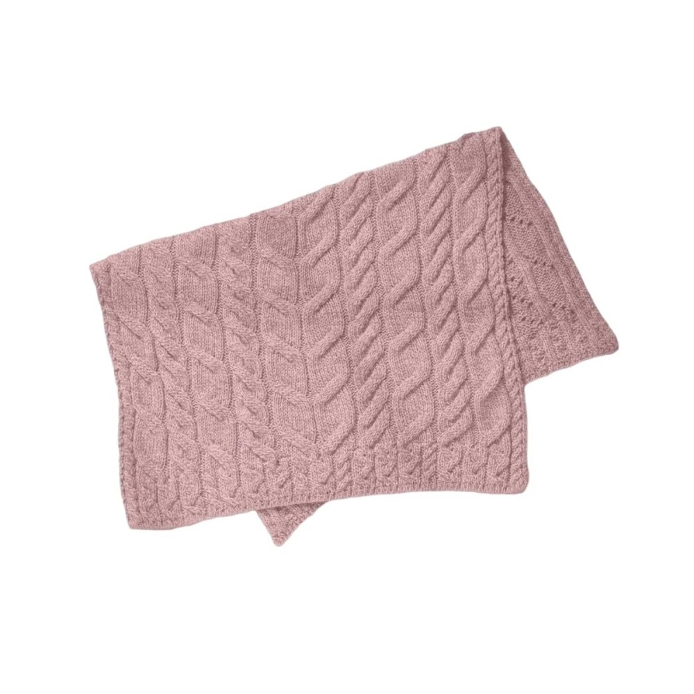 Aran Woollen Mills Irish 100% Super Soft Merino Wool Cable Baby Blanket (Blush Pink)