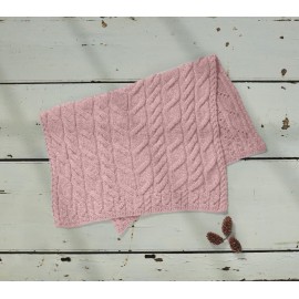 Aran Woollen Mills Irish 100% Super Soft Merino Wool Cable Baby Blanket (Blush Pink)