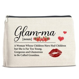 Funny Glamma Gifts Makeup Bag for Grandma Nana Gigi New Glamma, Gifts for Grandma Birthday Christmas Mother\'s Day, Grandma Cosmetic Bag Makeup Pouch