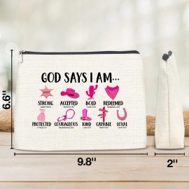 Christian Gifts for Women Girls Her Cowgirl, Inspirational Religious Gifts Cowgirl Makeup Bag for Daughter Sister Bestie Granddaughter Cosmetic Bag Makeup Pouch
