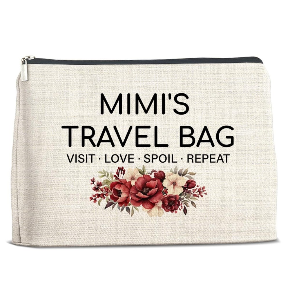Mimi\'s Travel Bag Makeup Bag Cosmetic Makeup Bag Pouch, Mimi Gifts From Grandson Granddaughter, Gifts for Mimi Grandma Birthday Christmas Mother\'s Day