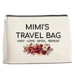 Mimi\'s Travel Bag Makeup Bag Cosmetic Makeup Bag Pouch, Mimi Gifts From Grandson Granddaughter, Gifts for Mimi Grandma Birthday Christmas Mother\'s Day