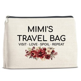 Mimi\'s Travel Bag Makeup Bag Cosmetic Makeup Bag Pouch, Mimi Gifts From Grandson Granddaughter, Gifts for Mimi Grandma Birthday Christmas Mother\'s Day