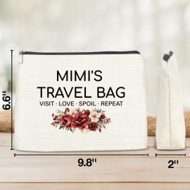 Mimi\'s Travel Bag Makeup Bag Cosmetic Makeup Bag Pouch, Mimi Gifts From Grandson Granddaughter, Gifts for Mimi Grandma Birthday Christmas Mother\'s Day