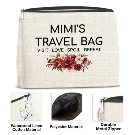 Mimi\'s Travel Bag Makeup Bag Cosmetic Makeup Bag Pouch, Mimi Gifts From Grandson Granddaughter, Gifts for Mimi Grandma Birthday Christmas Mother\'s Day