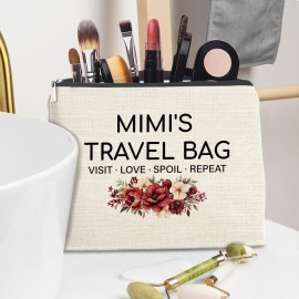 Mimi\'s Travel Bag Makeup Bag Cosmetic Makeup Bag Pouch, Mimi Gifts From Grandson Granddaughter, Gifts for Mimi Grandma Birthday Christmas Mother\'s Day