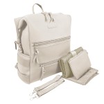 BUNSO Baby Neoprene Diaper Bag, Minimalist Backpack Diaper Bag with Pouch, Changing Pad, and Stroller Straps, Water Resistant and Lightweight Baby Girl Diaper Bag, Diaper Bag Backpack, Cream