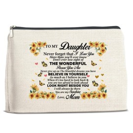 Daughter Makeup Bag, Daughter Gifts, Daughter Gifts From Mom, Gifts for Daughter Birthday Christmas Graduation, to My Daughter Cosmetic Bag Makeup Pouch