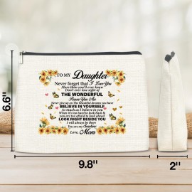Daughter Makeup Bag, Daughter Gifts, Daughter Gifts From Mom, Gifts for Daughter Birthday Christmas Graduation, to My Daughter Cosmetic Bag Makeup Pouch