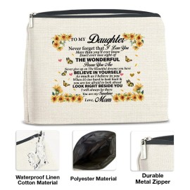 Daughter Makeup Bag, Daughter Gifts, Daughter Gifts From Mom, Gifts for Daughter Birthday Christmas Graduation, to My Daughter Cosmetic Bag Makeup Pouch