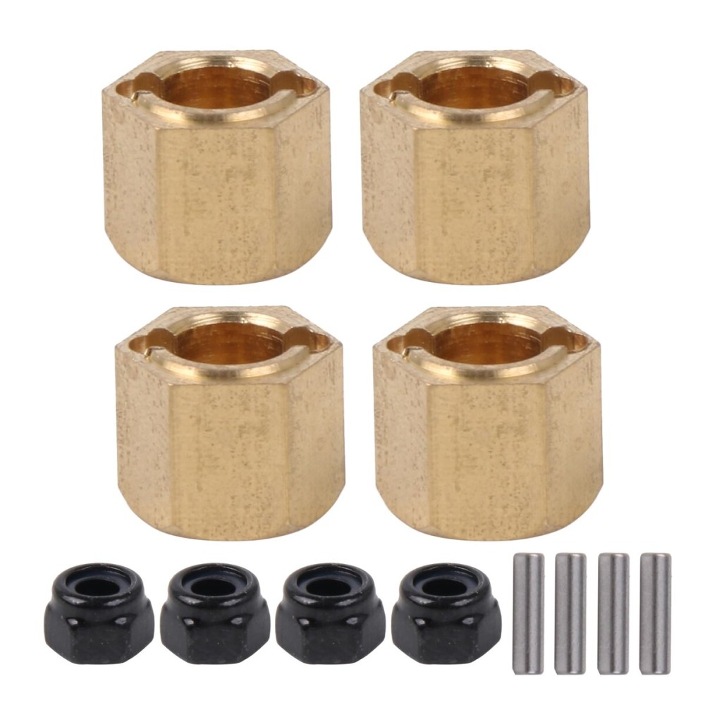 BQLZR RC Brass Wheel Hex Hubs Drive Adapter Replacement for FMS FCX24 1:24 Pack of 4