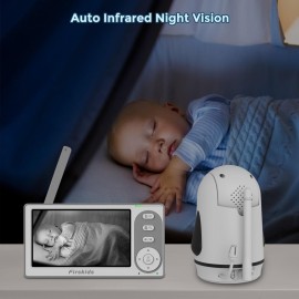 Firskids Baby Monitor - 1000ft Long Range Baby Monitor with Camera and Audio No WiFi, Built in 3500mAh Battery,Auto Night Vision, Temperature, 2-Way Talk, 8 Lullabies, 4.3\'\' Screen
