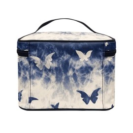Flashideas Blue Butterfly Print Makeup Bag Large Opening Design Makeup Bag Cosmetic Organizer Storage Case Makeup Organizer Bag for Travel with Makeup Brushes Compartments Flashideas Blue Butterfly Print Makeup Bag Large Opening Design Makeup Bag Cosmetic Organizer Storage Case Makeup Organizer Bag for Travel with Makeup Brushes Compartments