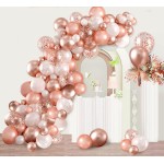 140PCS Rose Gold Balloon Arch Kit Rose Gold Balloons Garland Kit with Confetti Balloon for Baby Shower Birthday Wedding Bachelorette Party Decorations