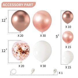 140PCS Rose Gold Balloon Arch Kit Rose Gold Balloons Garland Kit with Confetti Balloon for Baby Shower Birthday Wedding Bachelorette Party Decorations