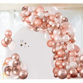 140PCS Rose Gold Balloon Arch Kit Rose Gold Balloons Garland Kit with Confetti Balloon for Baby Shower Birthday Wedding Bachelorette Party Decorations