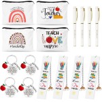 UAREHIBY 16 PCS Teacher Gifts in Bulk, Thank You Teachers Gifts With Makeup Bags, Teacher\'s Appreciation Week Keychain, Bookmark Gift for Teachers, Best Teacher Ever Pen Gift, Christmas Idea