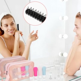 Helandou 19 Pack Leak Proof Silicone Travel Bottles For Toiletries, TSA Approved Shampoo and Conditioner Containers with Tags Comb Airless Pump Jar and Wash Bag