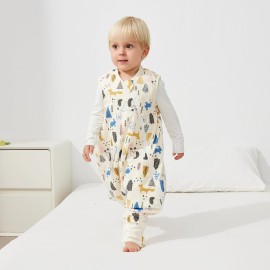 Duomiaomiao 1.5 TOG Toddler Sleep Sack 6-12 Months 100% Cotton Four Season Side Open Zipper Baby Sleep Sack with Feet, Breathable Toddler Wearable Blanket