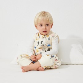 Duomiaomiao 1.5 TOG Toddler Sleep Sack 6-12 Months 100% Cotton Four Season Side Open Zipper Baby Sleep Sack with Feet, Breathable Toddler Wearable Blanket
